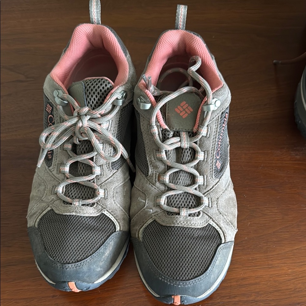 Columbia Gray and Coral Trail Shoes. Size 11.